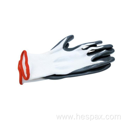 Hespax Nylon Anti-oil Nitrile Palm Coated Labor Gloves